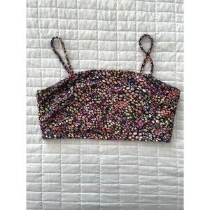 H&M Floral Crop Bra Top - Spaghetti Straps Multicolor Viscose Womens Size Small